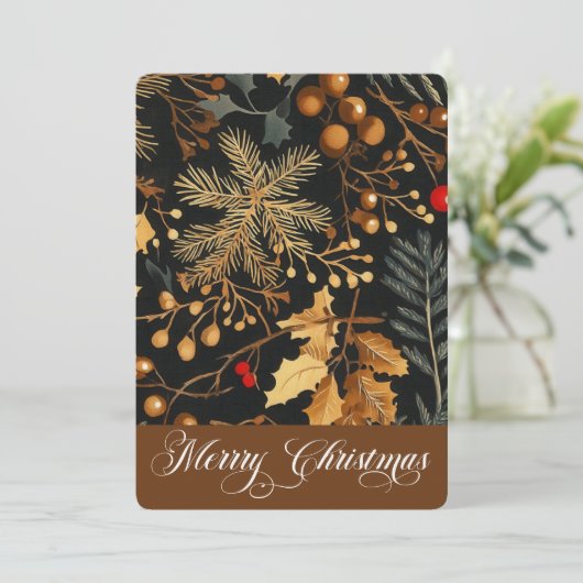 Cartes Pour Fêtes Annuelles Élégant hiver Foliage Joyeux Noël Entreprise (Debout devant)