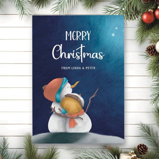 Cartes Pour Fêtes Annuelles Élégant hiver Snowmen Couple Joyeux Noël
