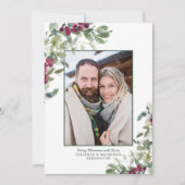 Cartes Pour Fêtes Annuelles Élégant hiver verdoyant Noël Photo de Noël (Devant)