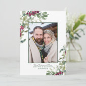 Cartes Pour Fêtes Annuelles Élégant hiver verdoyant Noël Photo de Noël (Debout devant)