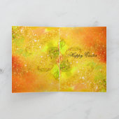 CARTES POUR FÊTES ANNUELLES ELÉGANT JAUNE PEACOCK, BOUTON EN PIERRE DE GEMME P (Intérieur)