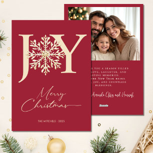 Cartes Pour Fêtes Annuelles Élégant JOIE Flocon de Neige Photo Noël