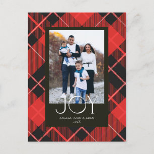 Cartes Pour Fêtes Annuelles Elégant Joy Photo Black Red Plaid