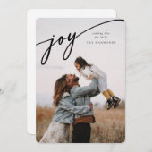 Cartes Pour Fêtes Annuelles Élégant "Joy" Script noir Nouvel An Photo Appartem (Devant / Derrière)