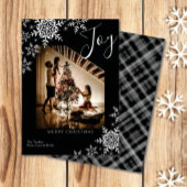 Cartes Pour Fêtes Annuelles Elégant Joy Snowflakes Plaid Joyeux Noël Photo