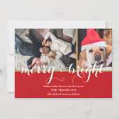 Cartes Pour Fêtes Annuelles Élégant Joyeux et Bright Script 2 Photos Noël (Devant)