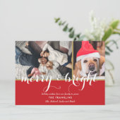 Cartes Pour Fêtes Annuelles Élégant Joyeux et Bright Script 2 Photos Noël (Debout devant)