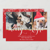 Cartes Pour Fêtes Annuelles Élégant Joyeux et Bright Script 2 Photos Noël (Devant / Derrière)