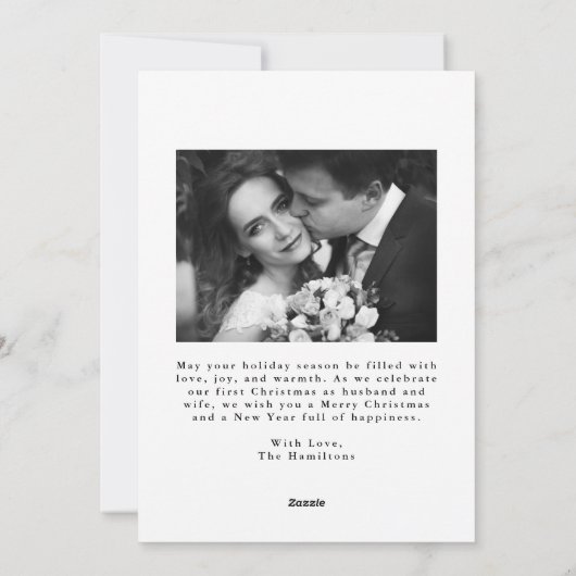 Cartes Pour Fêtes Annuelles Elegant Joyeux et marié Bow photo nouvellement mar (Dos)