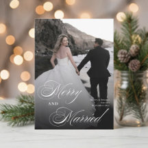Élégant Joyeux et Marié Photo de Noël de Mariage
