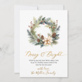 Cartes Pour Fêtes Annuelles Élégant Joyeux et Scripts lumineux vert de couronn (Devant)