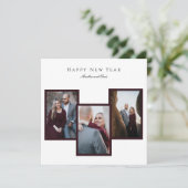 Cartes Pour Fêtes Annuelles Élégant Joyeux Jour de l'An Script 3 Photo Collage (Debout devant)