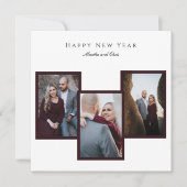 Cartes Pour Fêtes Annuelles Élégant Joyeux Jour de l'An Script 3 Photo Collage (Devant)