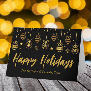 Cartes Pour Fêtes Annuelles Elégant Joyeux Joyeux Vacances Black Gold Custom B