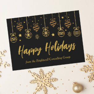 Cartes Pour Fêtes Annuelles Elégant Joyeux Joyeux Vacances Black Gold Custom B
