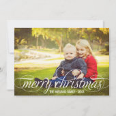 Cartes Pour Fêtes Annuelles Élégant Joyeux Noël Blanc Script photo Collage (Devant)