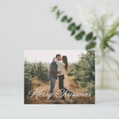 Cartes Pour Fêtes Annuelles Élégant Joyeux Noël Calligraphie Script Photo (Debout devant)