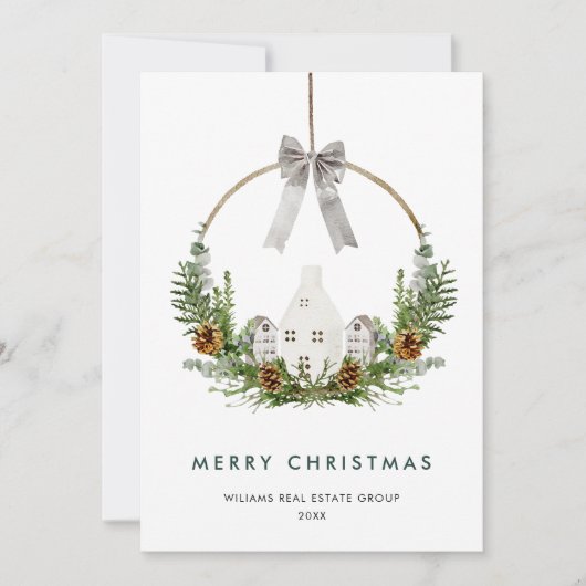 Cartes Pour Fêtes Annuelles Élégant Joyeux Noël Composition Entreprise (Devant)