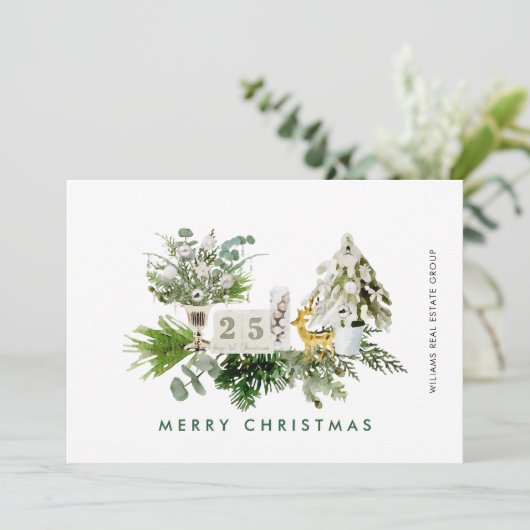 Cartes Pour Fêtes Annuelles Élégant Joyeux Noël Composition Entreprise (Debout devant)