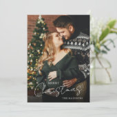 Cartes Pour Fêtes Annuelles Élégant Joyeux Noël Couple Photo (Debout devant)