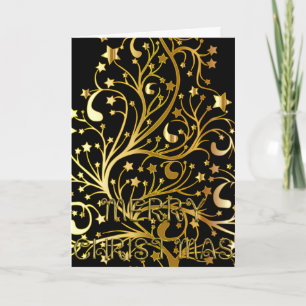 Cartes Pour Fêtes Annuelles Élégant Joyeux Noël Etoiles Black Or brillant