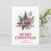 Cartes Pour Fêtes Annuelles Élégant Joyeux Noël Floral (Debout devant)