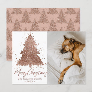 Cartes Pour Fêtes Annuelles Élégant Joyeux Noël Glam Rose Gold Photo