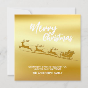 Cartes Pour Fêtes Annuelles Élégant Joyeux Noël Gold père Noël Deer Sled xmas