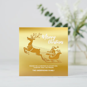 Cartes Pour Fêtes Annuelles Elégant Joyeux Noël Gold père Noël Sled Xmas Patte