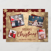 Cartes Pour Fêtes Annuelles Élégant Joyeux Noël Gold Photo Collage personnalis (Devant / Derrière)