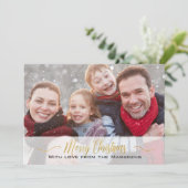 Cartes Pour Fêtes Annuelles Élégant Joyeux Noël Gold Script Photo 2 côtés (Debout devant)