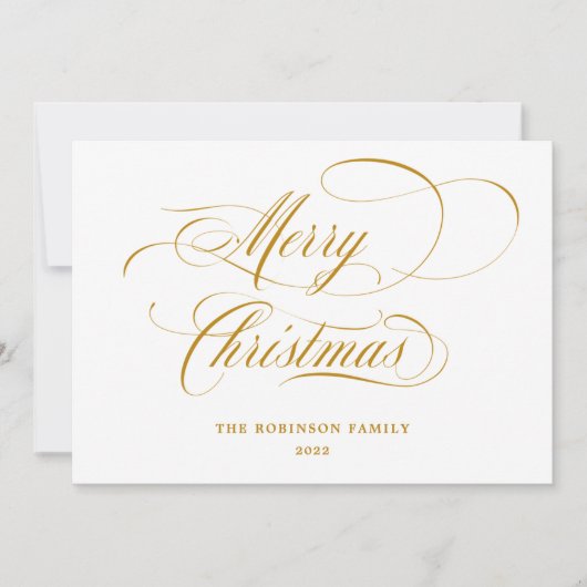 Cartes Pour Fêtes Annuelles Élégant Joyeux Noël Gold Script Typographie (Devant)