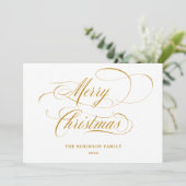 Cartes Pour Fêtes Annuelles Élégant Joyeux Noël Gold Script Typographie (Debout devant)