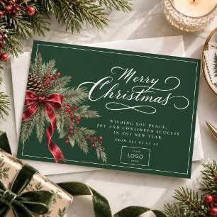 Cartes Pour Fêtes Annuelles Élégant Joyeux Noël Logo Personnalisé Entreprise