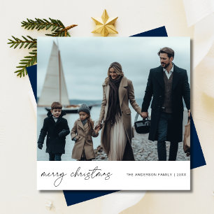 Cartes Pour Fêtes Annuelles Élégant Joyeux Noël Nautique Photo Famille Bleu