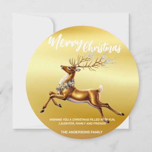 Cartes Pour Fêtes Annuelles Elégant Joyeux Noël Or père Noël Deer Moose xmas (Devant)