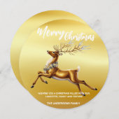 Cartes Pour Fêtes Annuelles Elégant Joyeux Noël Or père Noël Deer Moose xmas (Devant / Derrière)