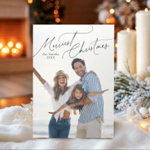 Élégant Joyeux Noël Photo de Famille Script