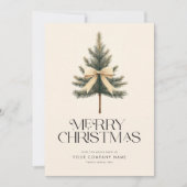 Cartes Pour Fêtes Annuelles Élégant Joyeux Noël Pine Tree Bow Business (Devant)