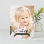 Cartes Pour Fêtes Annuelles Élégant Joyeux Noel Rustique Snowflakes Photo Noir (Debout devant)