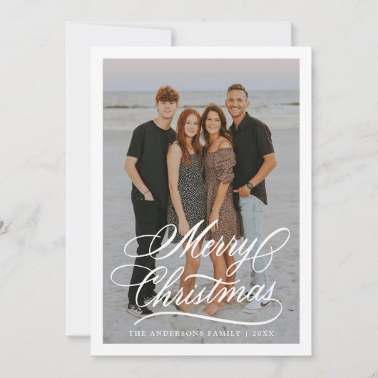 Cartes Pour Fêtes Annuelles Élégant Joyeux Noël Script 2 Photo (Devant)