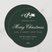 Cartes Pour Fêtes Annuelles Élégant Joyeux Noël Vert Or (Devant / Derrière)