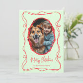 Cartes Pour Fêtes Annuelles Élégant Joyeux Noël Vert Photo (Debout devant)