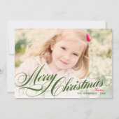 Cartes Pour Fêtes Annuelles Élégant Joyeux Noël Vert Photo Script (Devant)