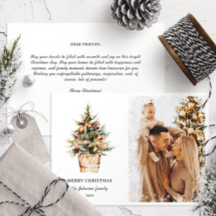 Cartes Pour Fêtes Annuelles Élégant Joyeux sapin de Noël Snowflakes Une photo