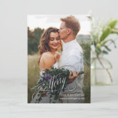 Cartes Pour Fêtes Annuelles Élégant Joyeux Script photo de Noël (Debout devant)