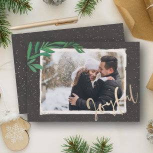 Cartes Pour Fêtes Annuelles Elegant Joyful on Black Christmas Photo