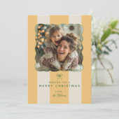 Cartes Pour Fêtes Annuelles Elegant Joyful Stripe Happy Family Photo Christmas (Debout devant)