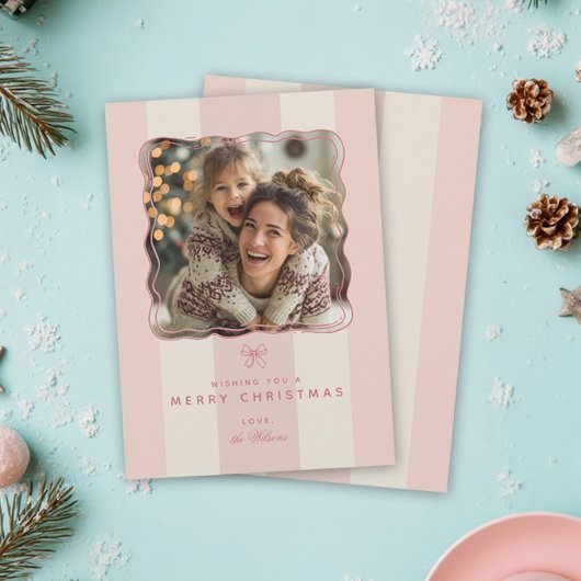 Cartes Pour Fêtes Annuelles Elegant Joyful Stripe Happy Family Photo Christmas