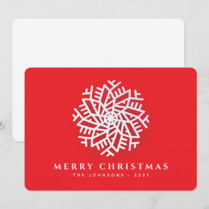 Cartes Pour Fêtes Annuelles Elégant lac de neige blanc moderne sur rouge